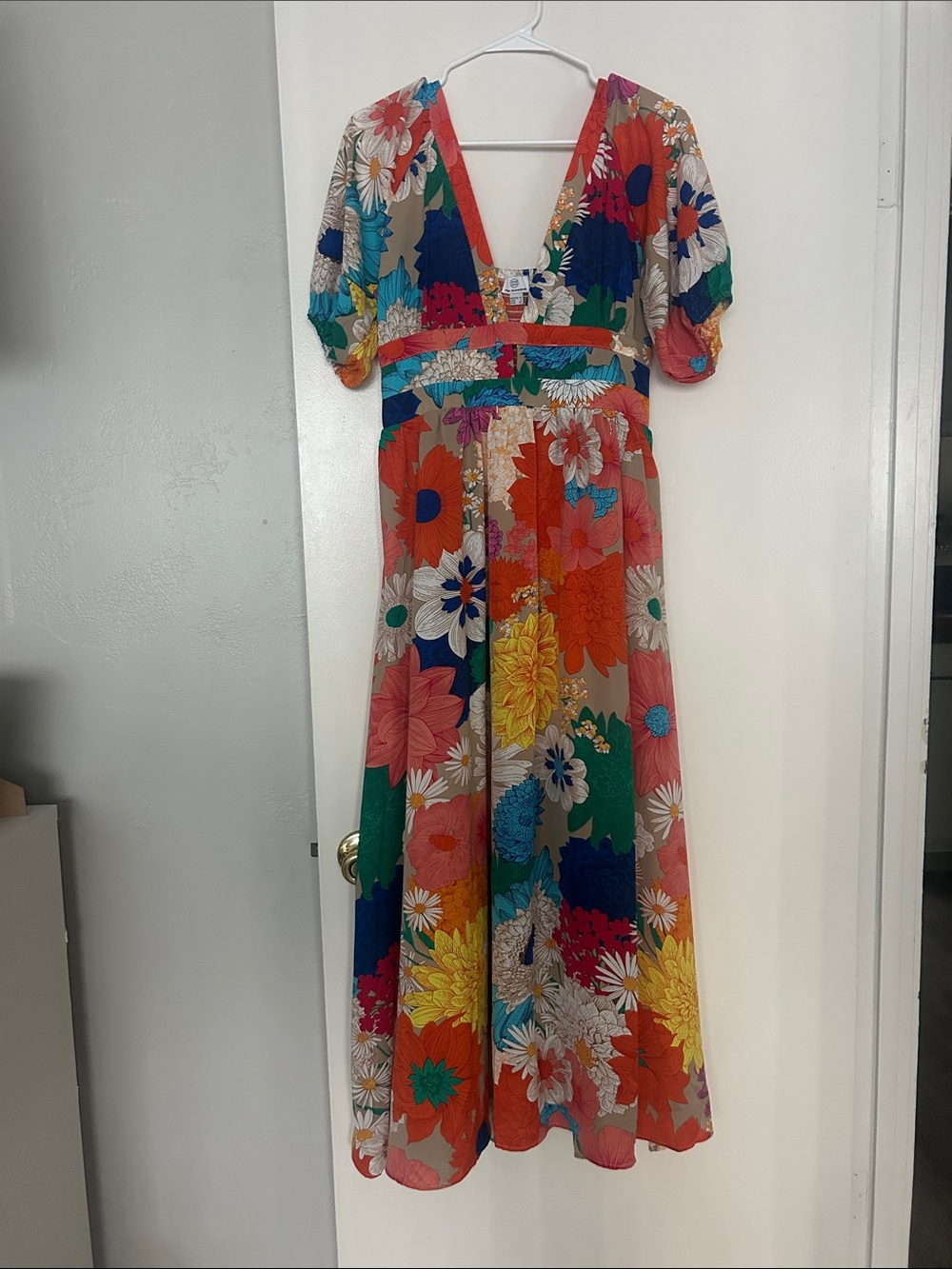Billy J Baker Floral V-Neck Maxi Dress in Multicolor